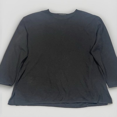 Vero Moda women's shirt size M black 3/4 sleeve ribbed structure oversized