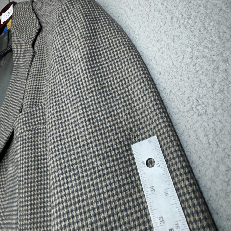 VINTAGE Pendleton Blazer Mens 44 Long Gray Houndstooth Elbow Sport Coat Jacket - Imagem 3 de 4