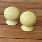 Vintage Fiestaware Pale Yellow Salt & Pepper Shakers Ball Round Retired?