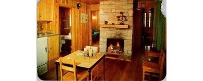 Lake Hope Lodge 1985: Ohio Cabin Interior Stone Fireplace Scene View Cabin