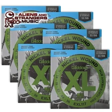 6 Sets! D'Addario EXL117 Nickel Wound, XL Medium Top/Extra-Heavy Bottom, .011-.0