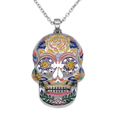 Floral Sugar Skull Necklace