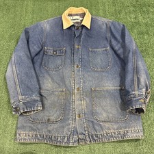 Roebucks Chore Coat Mens XLT Blue Fair Distressed Denim Blanket Lined USA Made