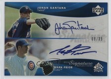 2005 Reflections Dual Signature Blue 9/35 Johan Santana Mark Prior Auto n8a