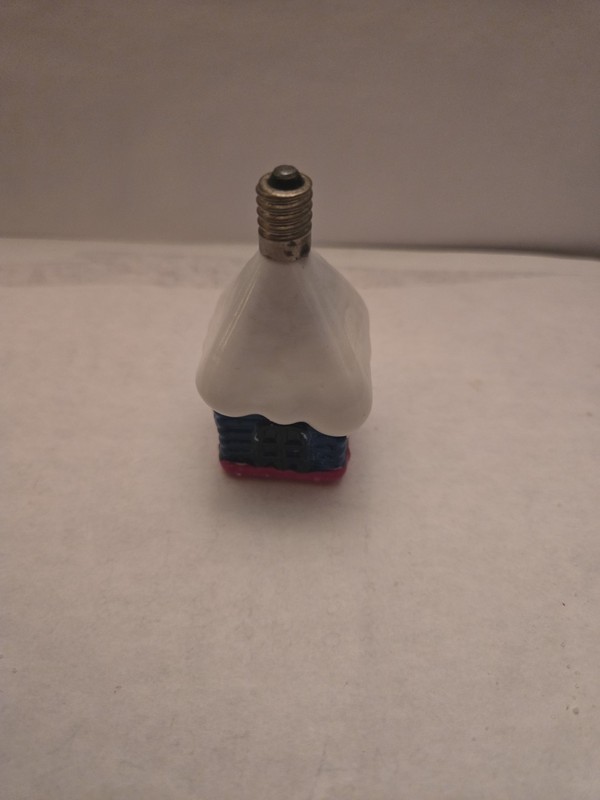 Christmas Figural Light Bulb Snowy House Vintage Milk Glass Old Decoration