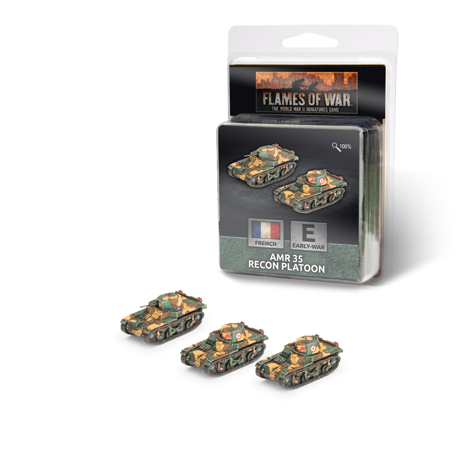 Flames of War French Renault AMR 35 Recon Platoon x3 vehicles 7590₽