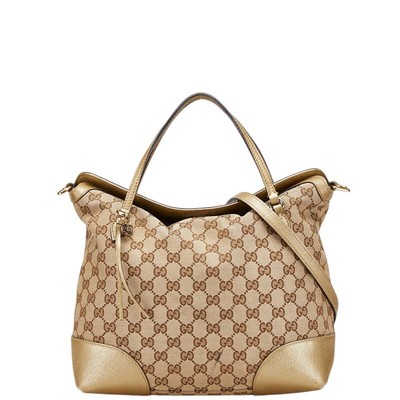 GUCCI GG Canvas bree hand Bag Shoulder 2 way 353120 gold Leather 167567
