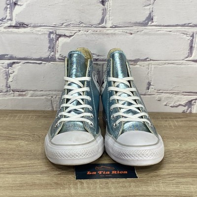 Converse Chuck Taylor All Star Lux Metallic Blue Mid Wedge Sneaker -  Women's 7.5 | eBay