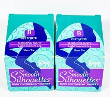2 L'eggs Smooth Silhouettes Body Contouring Hosiery OFF WHITE Pantyhose Size B