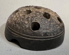 Vintage Ceramic Black Flower Frog, Japanese Ikebana Stoneware