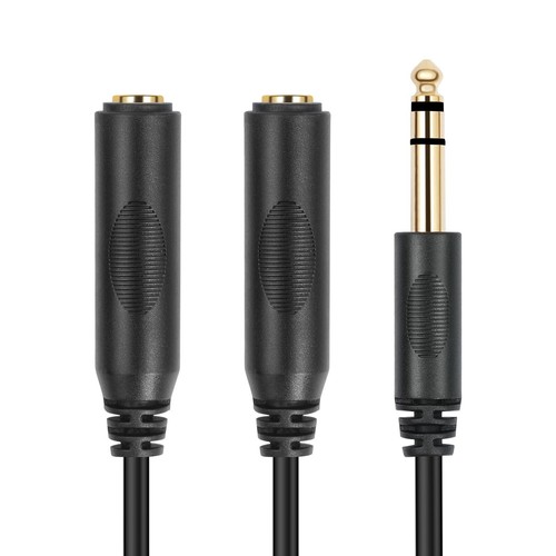 6.35mm 1/4 inch Male Plug Stereo to 2 Dual 1/4 "TRS Female Jack Connector Aud... - Picture 8 of 8