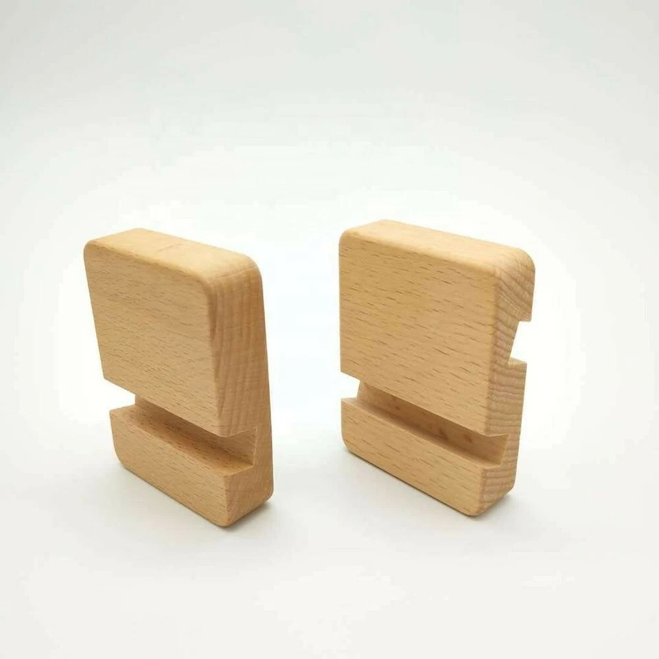 Paquete de 2 soportes universales de madera de bambú para teléfono celular y tableta soporte de escritorio Foto 3 de 3