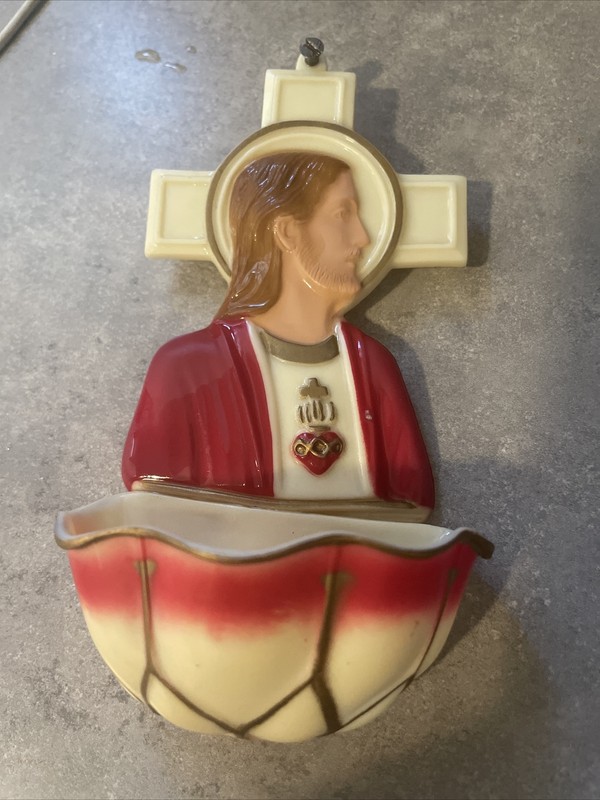 Jesus Plastic Holy Water Holder Vintage