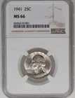 1941 Washington Quarter MS 66 NGC