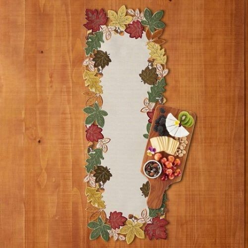 Celebrate Together Fall Autumn Leaves Cutout Table Runner ~ 13"X36 ...