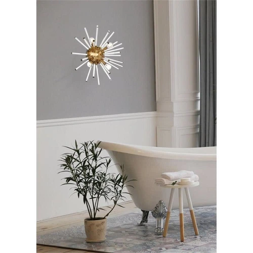 Elegant Lighting Sienna 18" Iron and Crystal Rod Wall Sconce in Gold - Picture 2 of 8