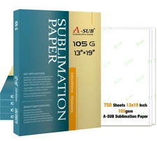 750 Sheets A-SUB Sublimation Paper 13x19 105g for Inkjet Heat Transfer Bulk Deal