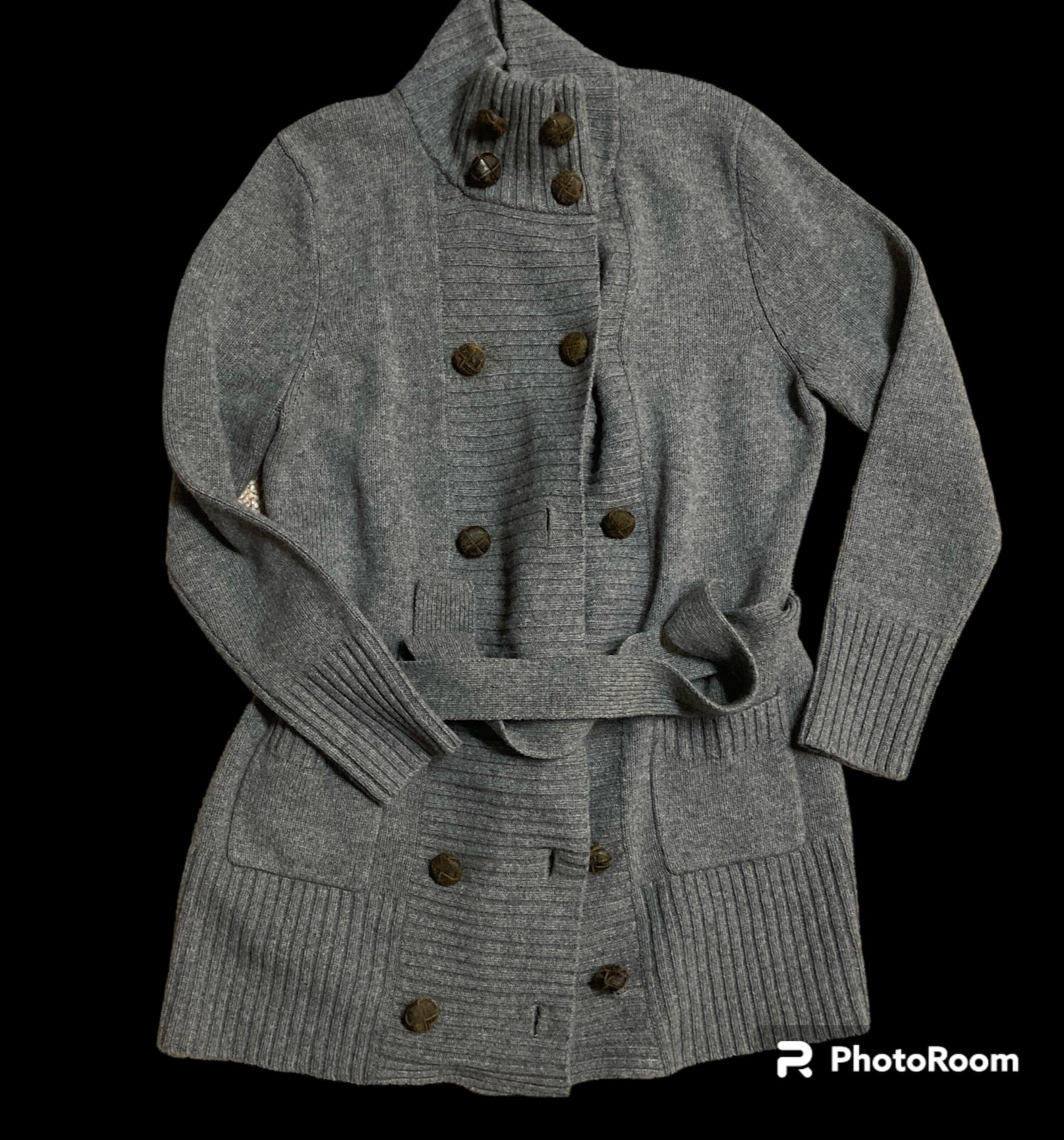 Bob Timberlake Solid Gray Long Double Button Card… - image 1