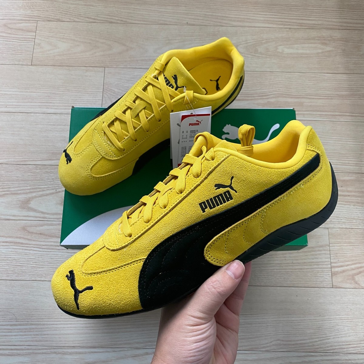 PUMA Speedcat OG Mens Womens Sneakers Yellow Black PUMA Speedcat OG Mens Womens Sneakers Yellow Black