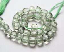 1 Strand Natural Green Amethyst 3D Cube Box Faceted 6-7mm Gemstone Beads 7"inch