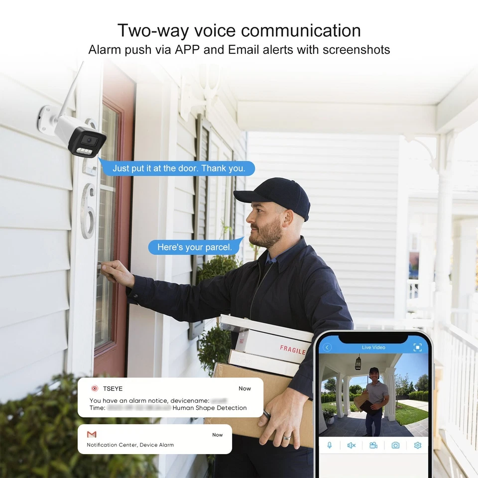 Cámara WiFi Seguridad 5MP PTZ Exterior Inalámbrico Hogar 10CH NVR CCTV Audio Foto 4 de 4