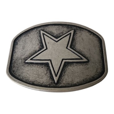 Lone Star Texas Large Star Belt Buckle Silver Black Outline