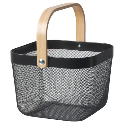 IKEA RISATORP 2 x Korb schwarz 25 cm x 26 cm x 18 cm