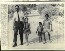 1969 Press Photo Anguillan President Ronald Webster takes his children to school