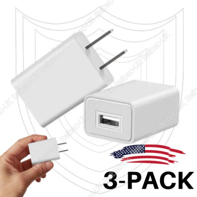 3Pack For Apple 5V 2A USB Wall Charger Cube Power Adapter For iPhone 15 14 12 11