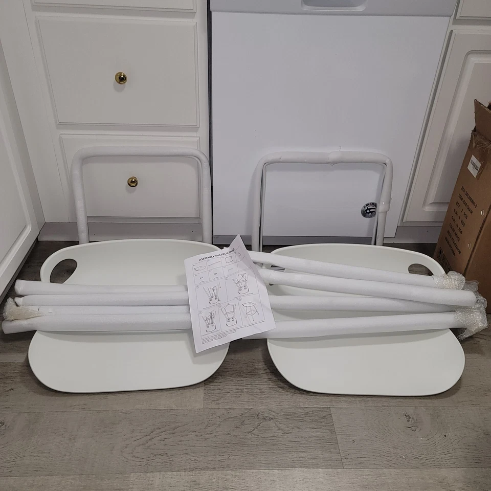 2 Sedanli Barstühle Hocker Rückenfrei Möbel SDL008WHI-2 weiß 4 abgewinkelte Beine