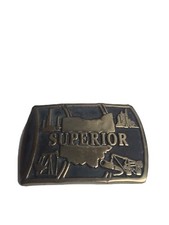 VINTAGE ANACORTES 1980 SUPERIOR LOGO BELT BUCKLE HAND MADE SOLID BRASS U S A