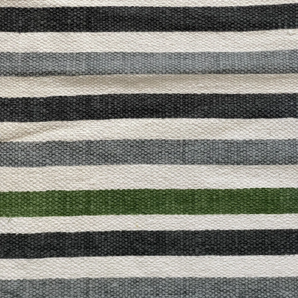 2 Crate and Barrel Striped Table Runners Green Gray Blue 47" x 13" and 38" x 14" - Image 4 of 4