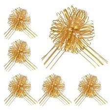 6 Pcs Pull Bows for Gift Wrapping Big Bow for Present Gold Gift Bows Bulk Gif...
