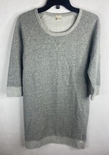 J. Crew Womens Dress Medium Gray A Line Half Sleeve Knit Cotton Crew Neck B4884