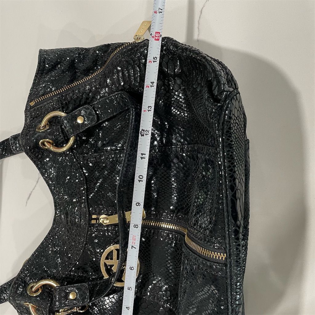 Michael Kors Black python Snakeprint Leather Shou… - image 6