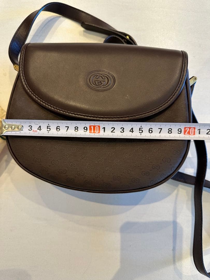 GUCCI Crossbody Shoulder Bag Leather Brown Gold Hardware Vintage Logo From Japan thumbnail 15
