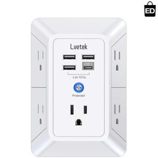 Multi-Plug 5 Outlet Power Strip with 4 USB, Certified for Home  Travel