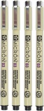 Sakura Pigma Micron 03 Black Pen 0.35mm Line Width 1 count Pack of 4 ,