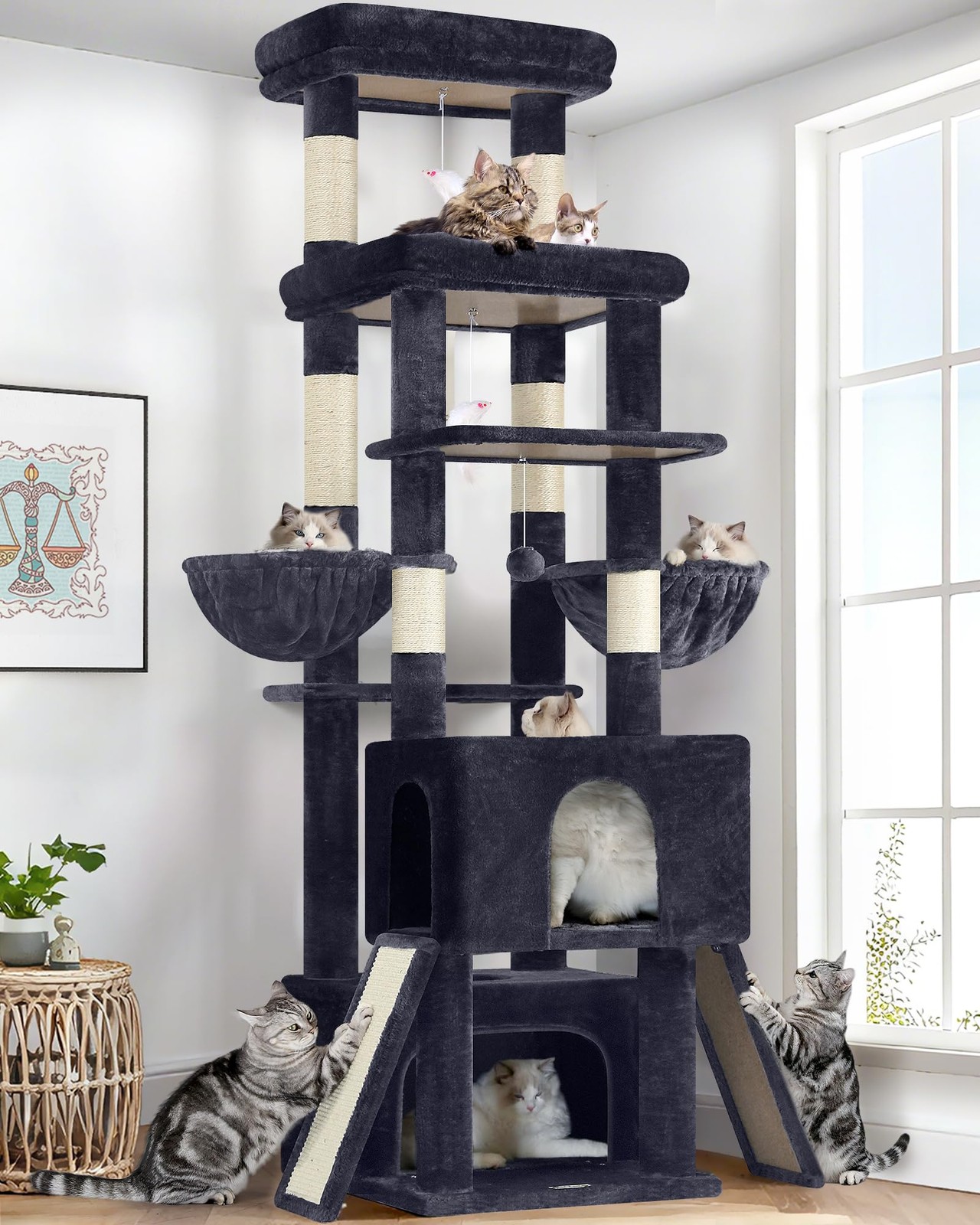Globlazer Heavy Duty Cat Tree 78 inch Sturdy Cat Tower for 20lbs Large Adult ...
