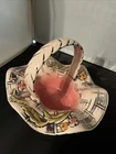 Vintage Hull USA Ceramic Basket, Pink, T8, 1955, 9" diameter, Perfect! (1894)