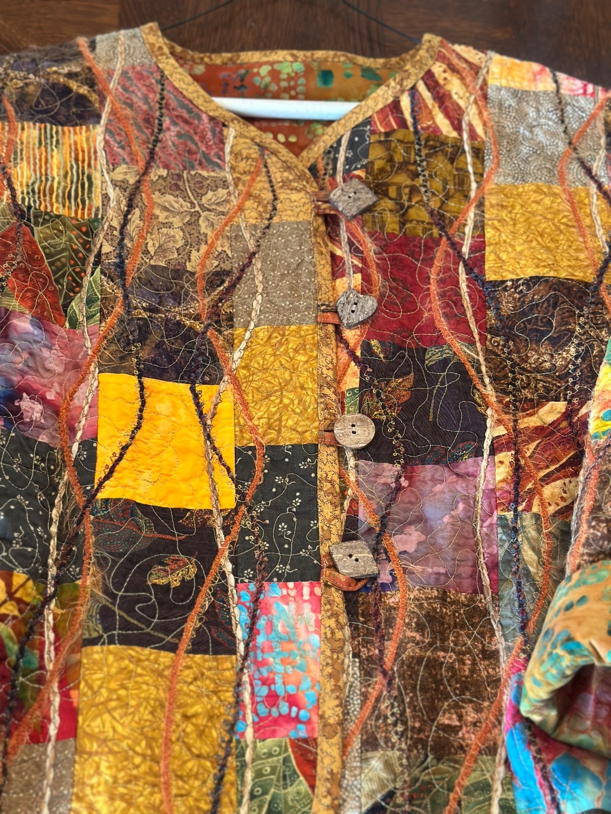 Vintage Handmade Patchwork Quilted Jacket Women's… - image 3