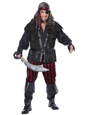 Ruthless Rogue Pirate Swashbuckler Buccaneer Captain Herren Kostüm Plus XXL
