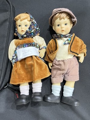 Vintage Hansel And Gretel Jointed Porcelain Dolls 10 in Hummel Pair Gobel Style