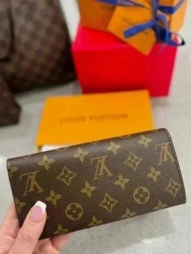 Louis Vuitton Cartera Sarah Monograma Larga Marrón Auténtica Foto 2 de 4