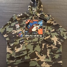 Buc-ee's Camo Patched Logo Hooded Sweatshirt Hoodie Size Kids XL