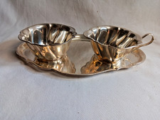 WMF Art Deco Zucker + Milch Set auf Tablett Zuckerschale Milchgiesser versilbert