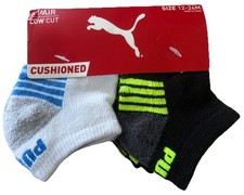 PUMA Socks Toddler 6 Pair Low Cut Gray Grippy Black Mlt Color Boys Sz 12-24 Mo 