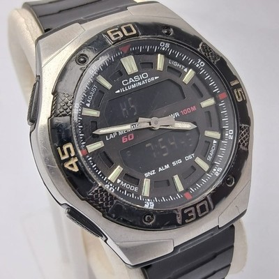 Casio Illuminator Dual Time AQ-164 Quartz 4396 Ana Digi Vintage Men s Watch SMU2