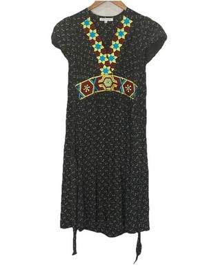Corey Lynn Calter Women s Dress Silk Gray Multi Embroidered V-neck Size 2