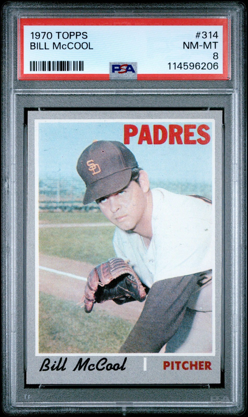 1970 TOPPS #314 BILL MCCOOL PSA 8